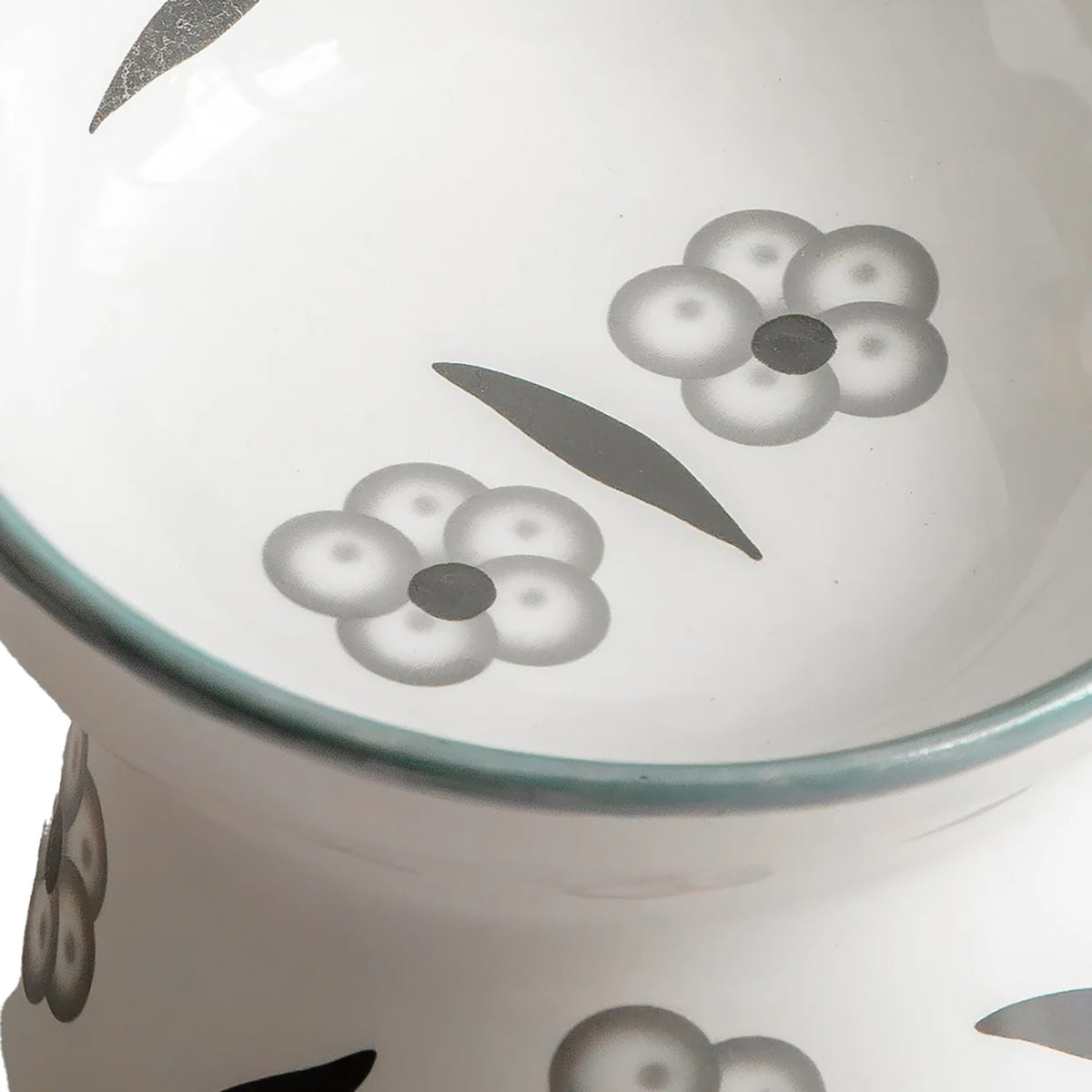 Dexypaws: Elevated Ceramic Cat Bowl - Floral White & Black - 7oz, Pet Feeding Dish, Meals, Food & Water, Ergonomic Height, Stylish, Shallow& Raised — product image 7