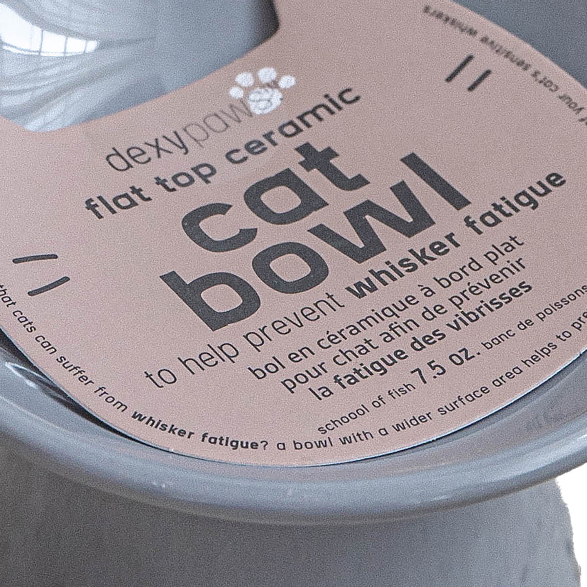 Dexypaws: Flat Top Ceramic Cat Bowl - Grey - 7.5oz, Pet Feeding Dish, Meals, Food & Water, Raised Ergonomic Height, Whisker Friendly, Stylish Design — product image 7