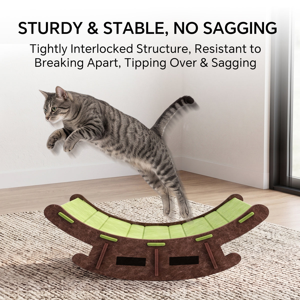 Foldable Cat Recliner Scratcher for Indoor Cats, Curved Wear‑Resistant 2‑in‑1 Felt Rocking Cat Bed, Spacious All‑Season Cat Scratch Post Rocking Nest — product image 6