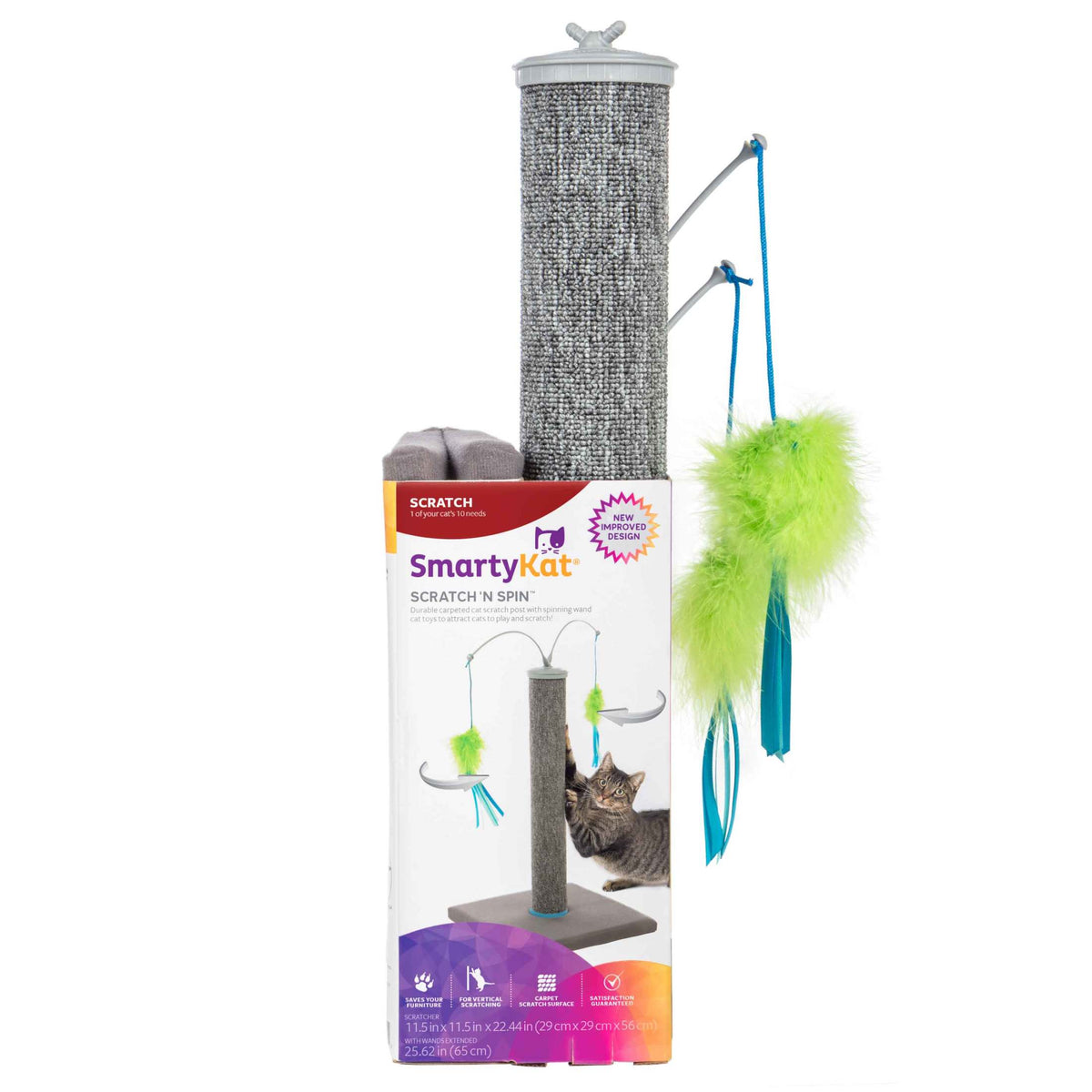 SmartyKat Scratch 'N Spin Cat Toy, Carpet Scratching Post, Interactive Spinning Wand, Multicolored — product image 8
