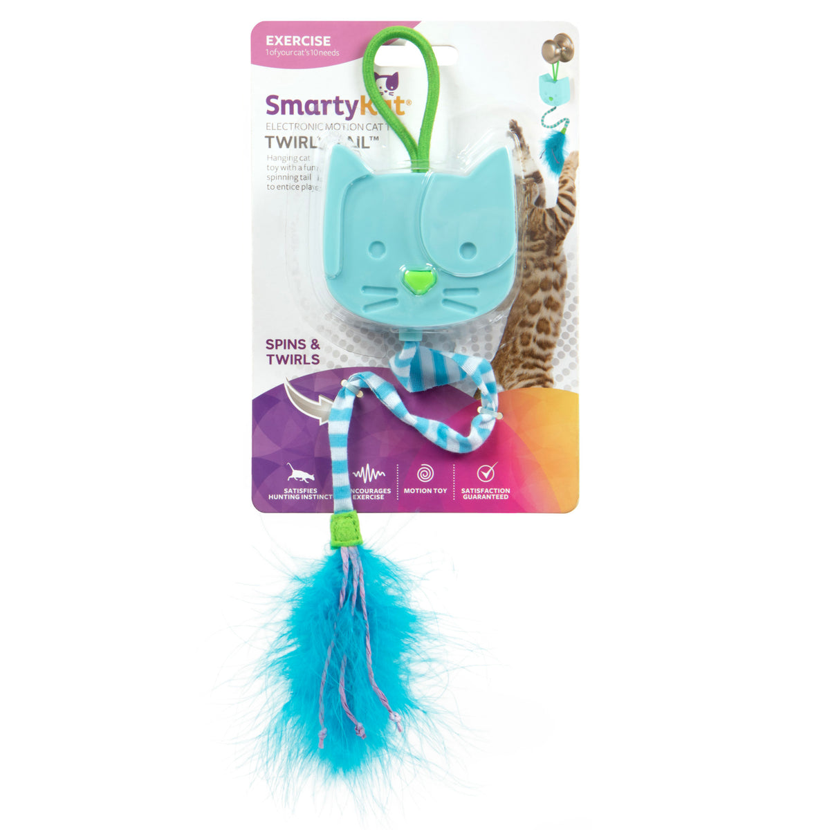SmartyKat Twirly Tail Hanging Electronic Teaser Cat Toy with Feathers & Raffia — product image 7