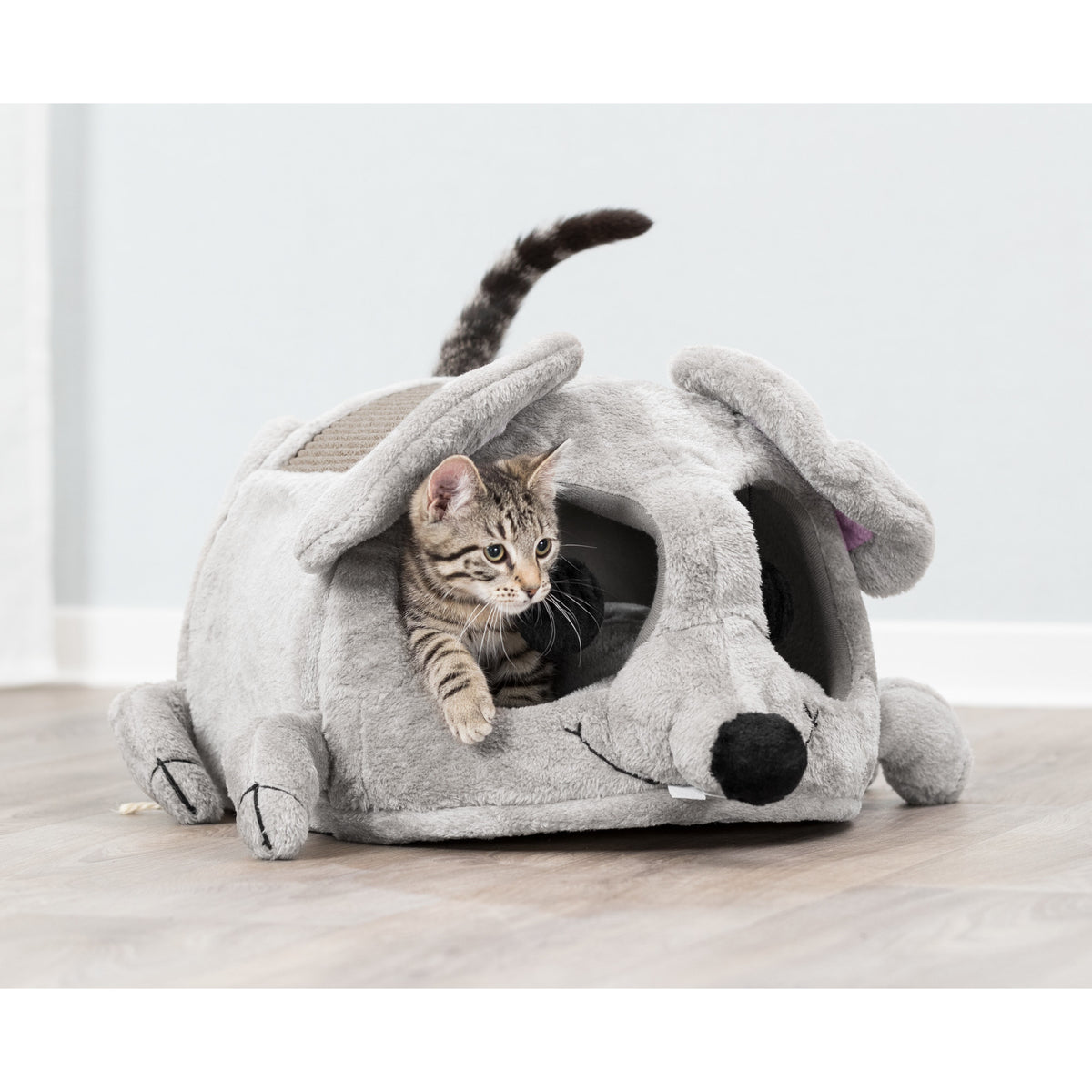 TRIXIE Lukas Plush Indoor Cat Condo with Sisal Scratching Surface & Removable Cushion, Gray — product image 7