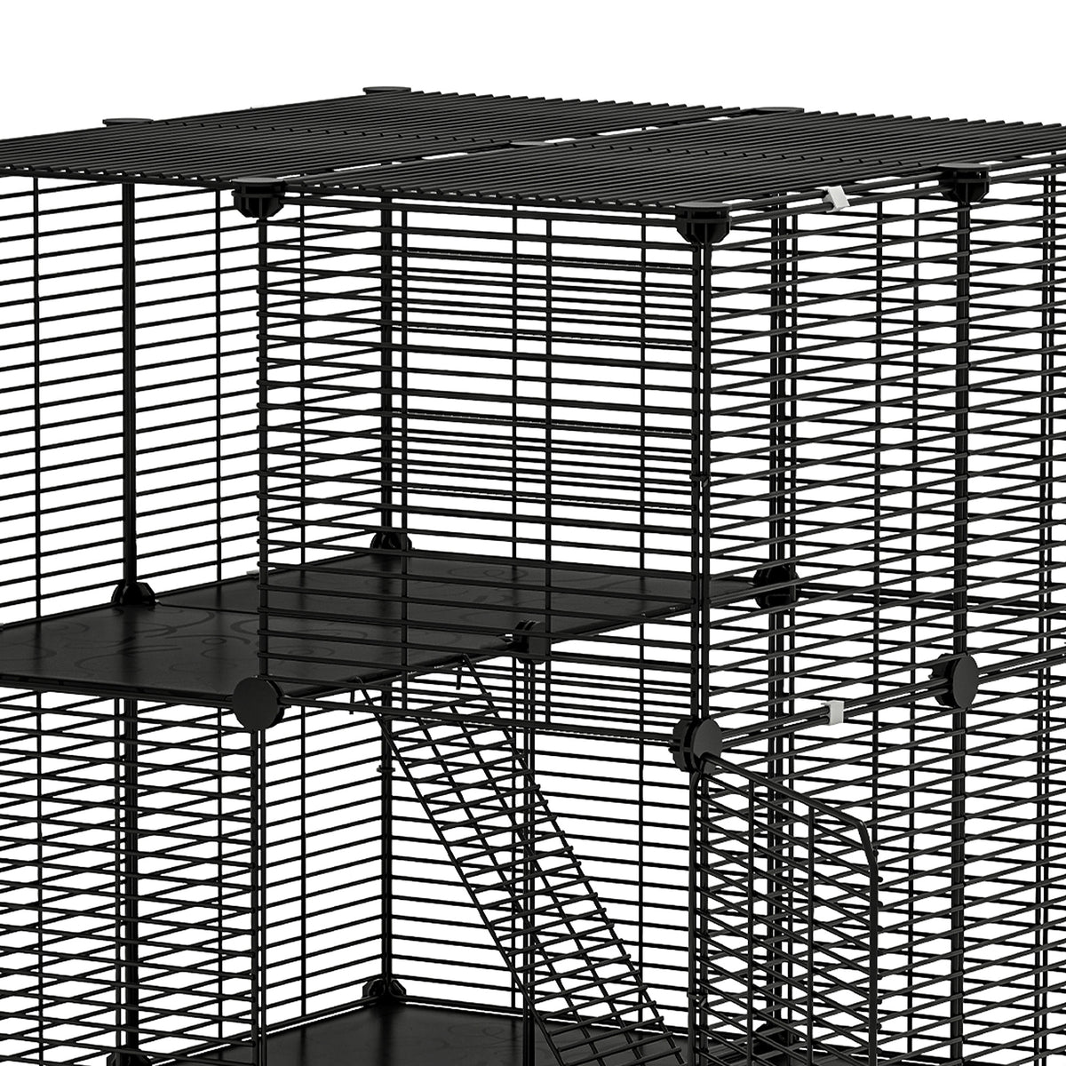 Uforic 2 Tier Cat Cage, Indoor Cat Enclosure DIY Cat Playpen Metal Kennel for 1-2 Cats,28"L x 28"W x 28"H,Black — product image 8