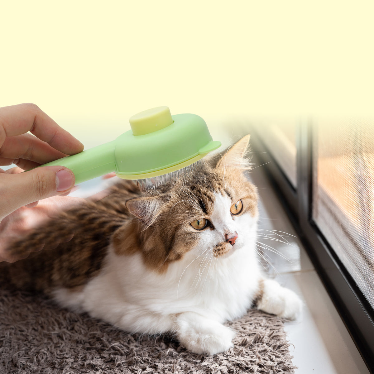 Unique Bargains Grooming Pet Brush for Cats and Dogs 1Pc Yellow Green 7.68 in — product image 6