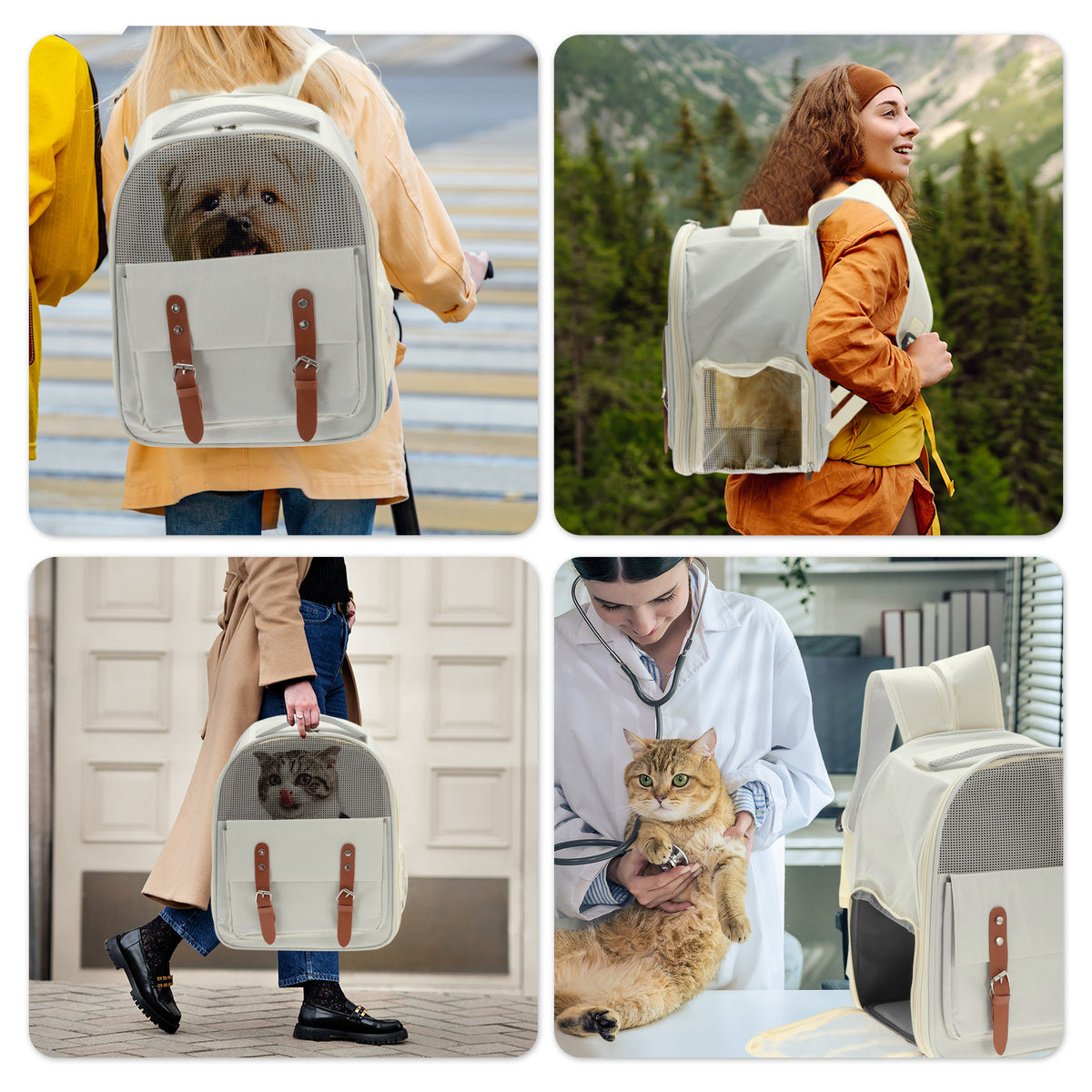 Unique Bargains Pet Backpack for Cats and Small Dogs Breathable Carrier Beige — product image 7