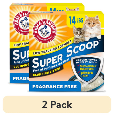 (2 pack) (2 pack) ARM & HAMMER Super Scoop Fragrance Free Clumping Clay Cat Litter, 14 lb