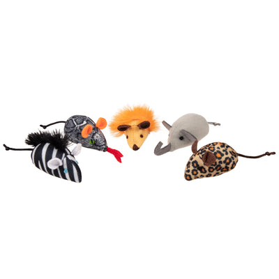Instincts by SmartyKat Safari Skitters Catnip and Silvervine Cat Toys, Set of 10, Small Plush Mice with String Tails