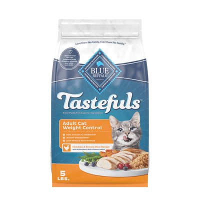 Blue Buffalo Tastefuls Natural Food for Adult Cats, Weight Control, 5-lb. Bag