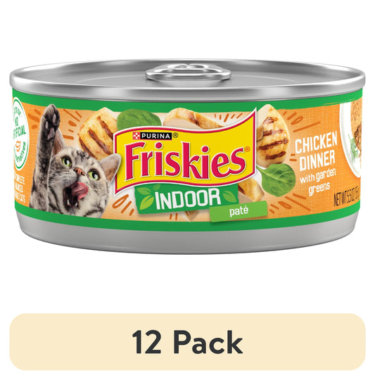 (12 pack) Purina Friskies Chunky Chicken Dinner, Wet Cat Food, 5.5 oz Cans, 24 Pack