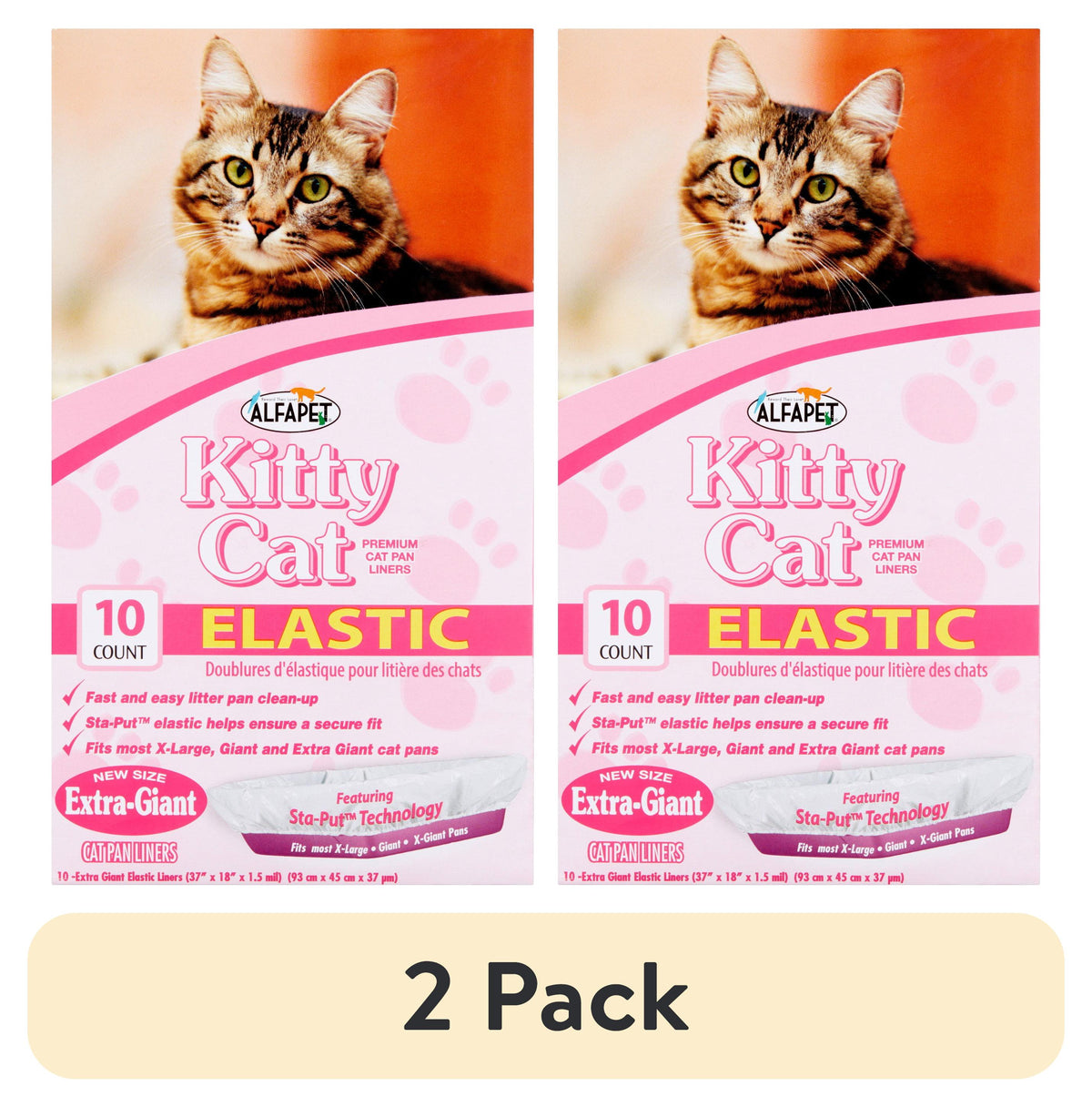 (2 pack) Alfapet, Kitty Cat Elastic Litter Box Liners, 10 Count