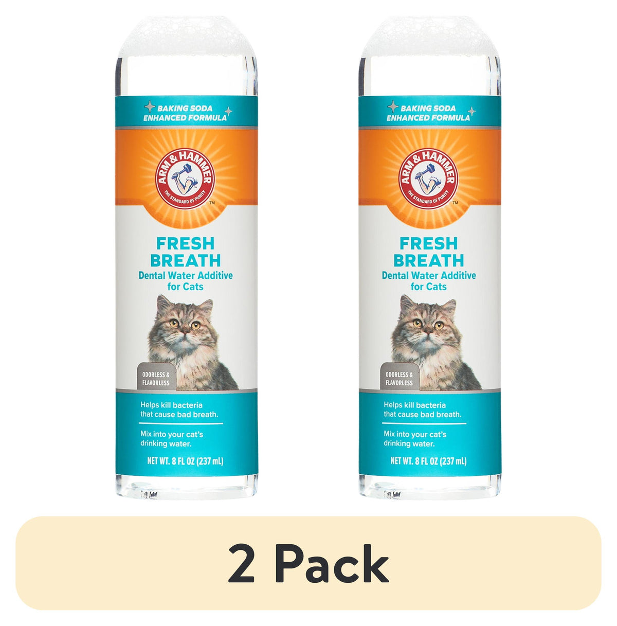 (2 pack) Arm & Hammer Advanced Care Dental Cleaning Water Additive for Cats, Mint Flavor, 8 fl oz