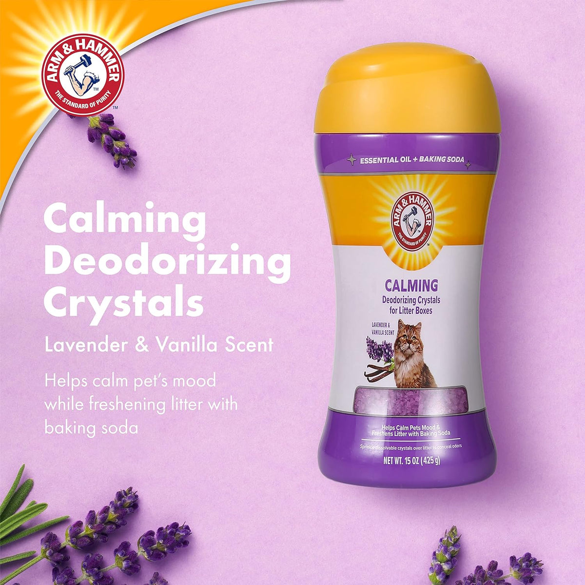 (2 pack) Arm & Hammer Cat Litter Deodorizing Crystals, Lavender & Vanilla Scent 15 oz — product image 3