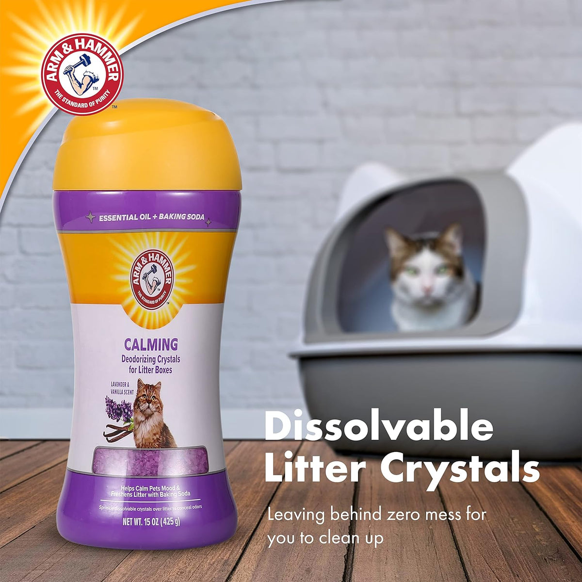(2 pack) Arm & Hammer Cat Litter Deodorizing Crystals, Lavender & Vanilla Scent 15 oz — product image 4