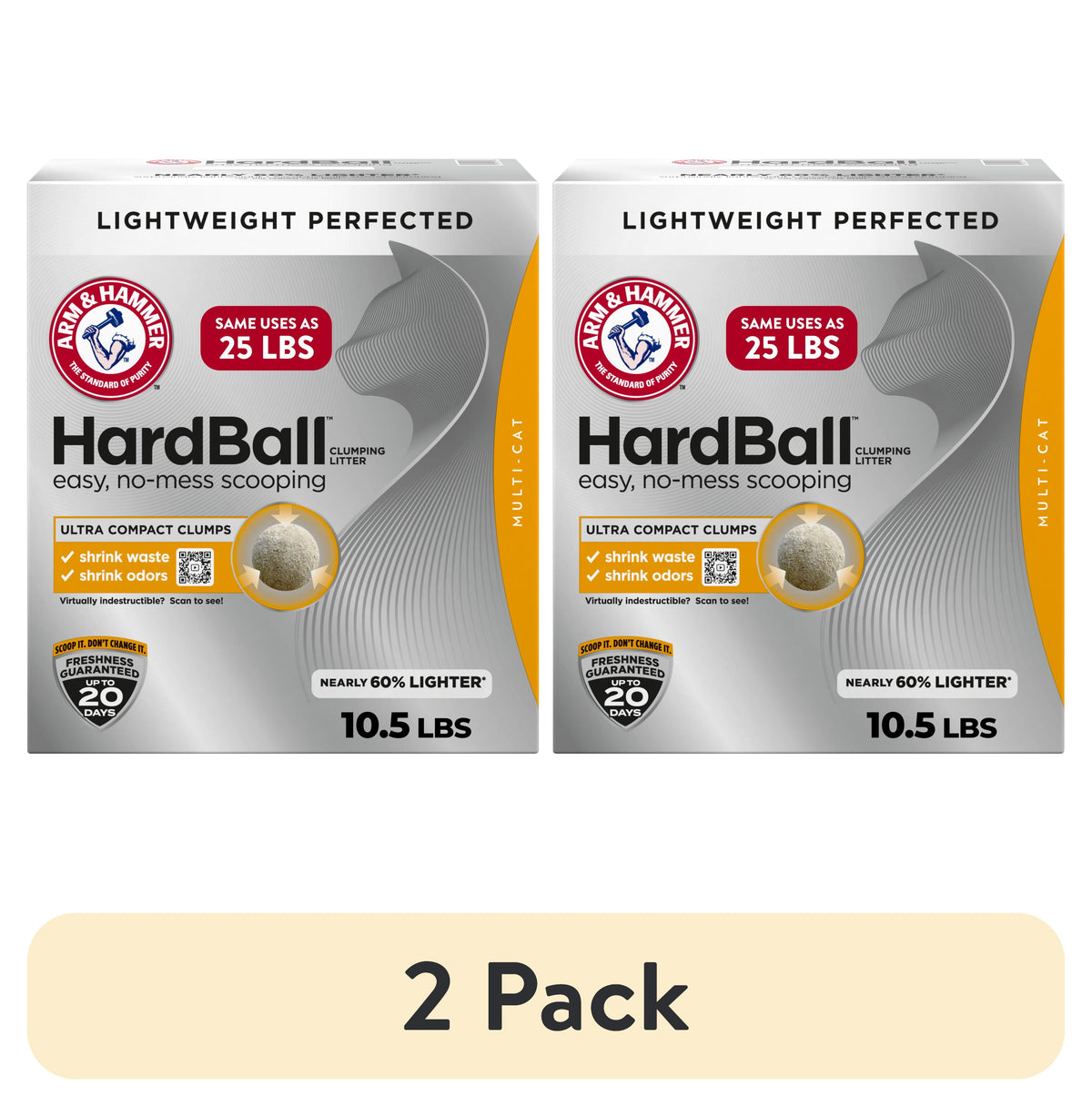 (2 pack) ARM & HAMMER HardBall Lightweight 5-in-1 Clumping Cat Litter, Garden Bloom Scent, 10.5 lbs
