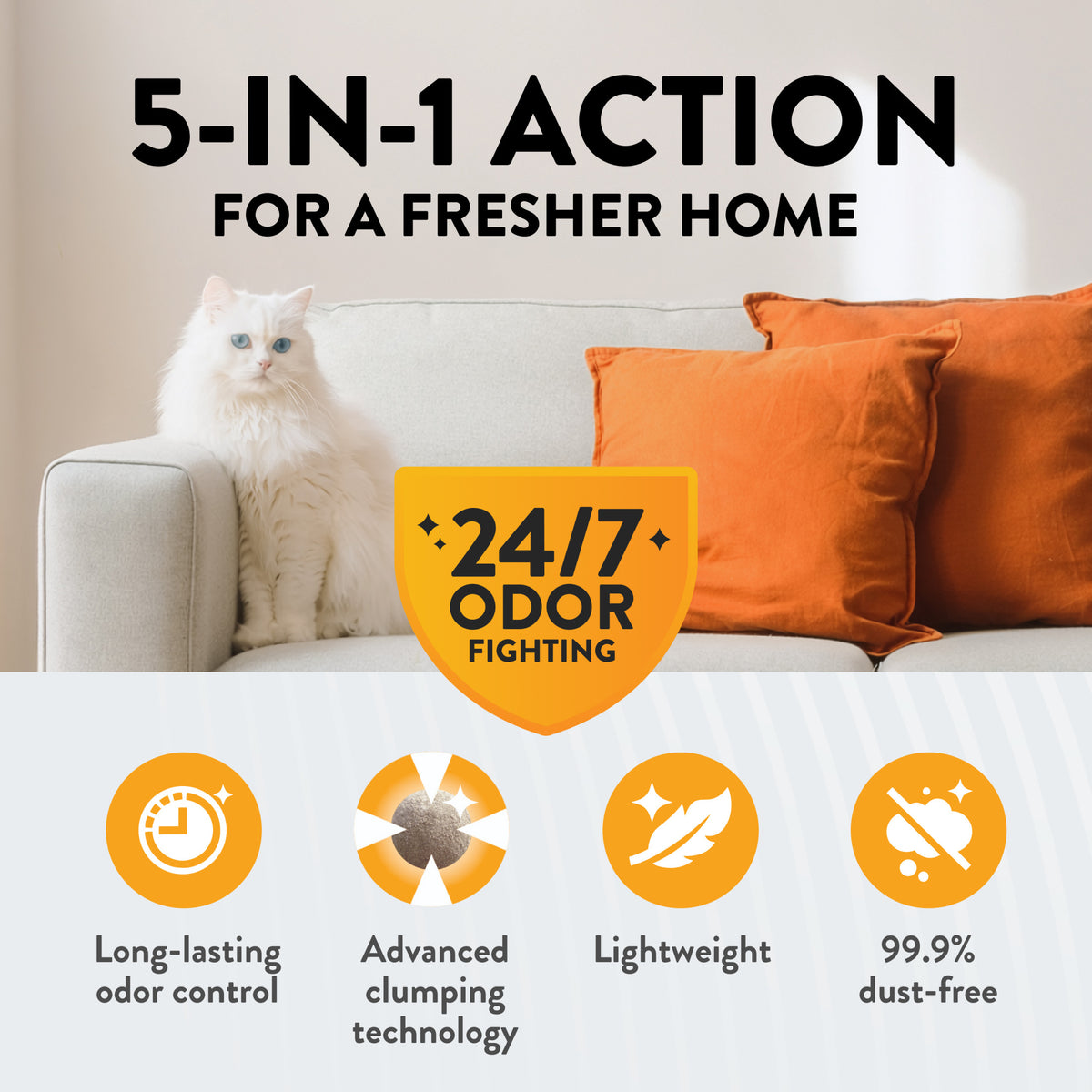 (2 pack) ARM & HAMMER HardBall Lightweight 5-in-1 Clumping Cat Litter, Garden Bloom Scent, 10.5 lbs — product image 3