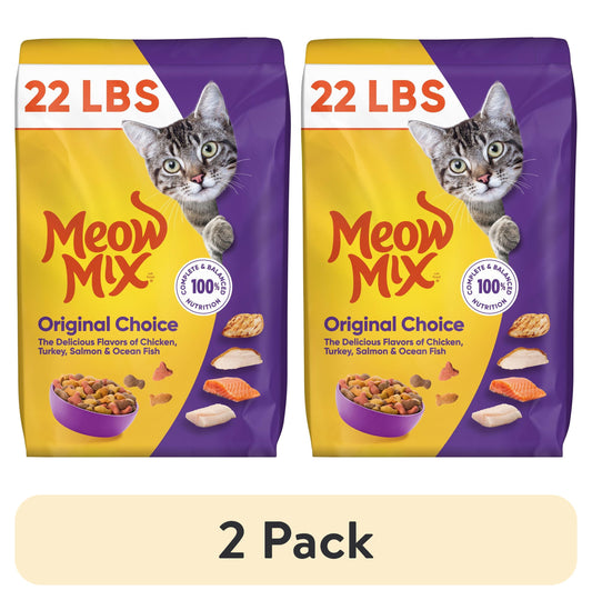 (2 pack) Meow Mix Original Choice Dry Cat Food, 22 lb Bag