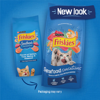 (2 pack) Purina Friskies Dry Cat Food Seafood Sensations with Salmon, Tuna, and Shrimp Flavors, 3.15 lb Bag — product image 3