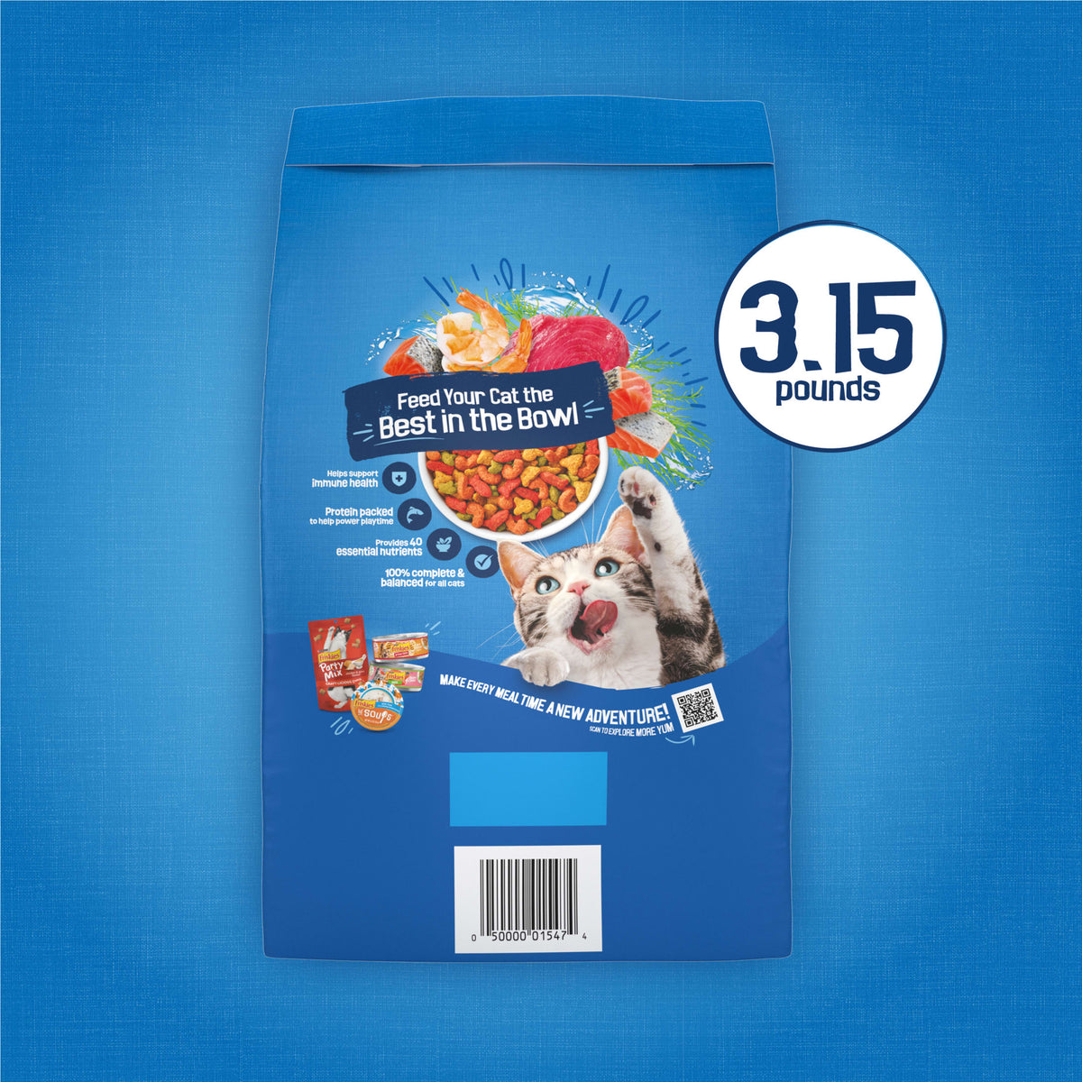 (2 pack) Purina Friskies Dry Cat Food Seafood Sensations with Salmon, Tuna, and Shrimp Flavors, 3.15 lb Bag — product image 8