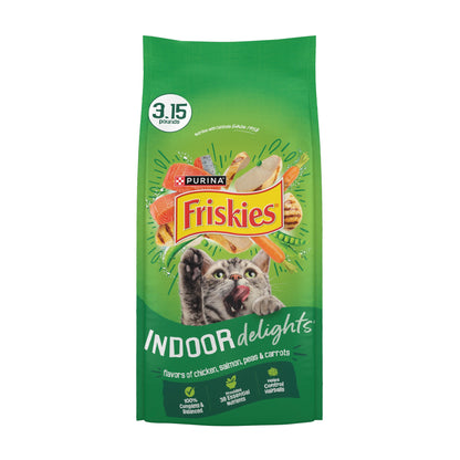 (2 pack) Purina Friskies Indoor Delights Dry Cat Food Flavors of Chicken, Salmon, Peas, and Carrots, 3.15 lb Bag — product image 2