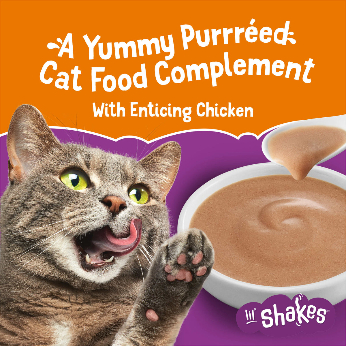 (2 pack) Purina Friskies Pureed Cat Food Toppers, Lil’ Shakes with Enticing Chicken Lickable Cat Treats, 1.55 oz Pouch — product image 9