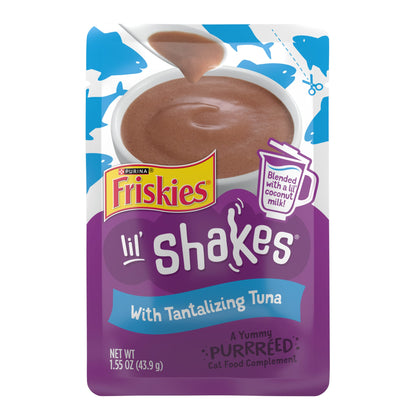 (2 pack) Purina Friskies Pureed Wet Cat Food Toppers, Lil’ Shakes With Tantalizing Tuna Lickable Cat Treats — product image 2