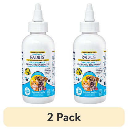 (2 pack) RADIUS Probiotic Dental Care Water Additive, Clean and Protect Teeth, 4 oz Recycled Bottle, for Dogs and Cats