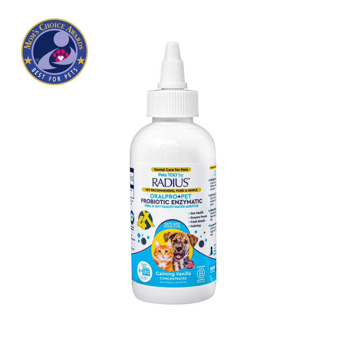 (2 pack) RADIUS Probiotic Dental Care Water Additive, Clean and Protect Teeth, 4 oz Recycled Bottle, for Dogs and Cats — product image 2