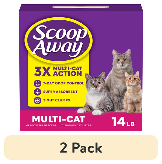 (2 pack) Scoop Away Multi Cat Litter With Meadow Fresh Scent, 14 lb. Box
