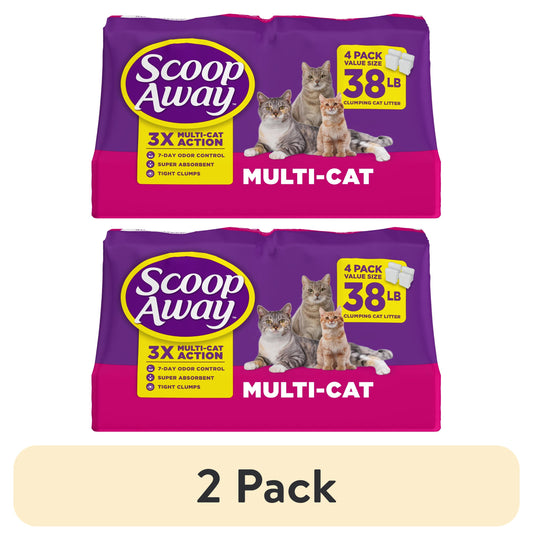 (2 pack) Scoop Away Multi Cat Litter With Meadow Fresh Scent, 38 lb. Box