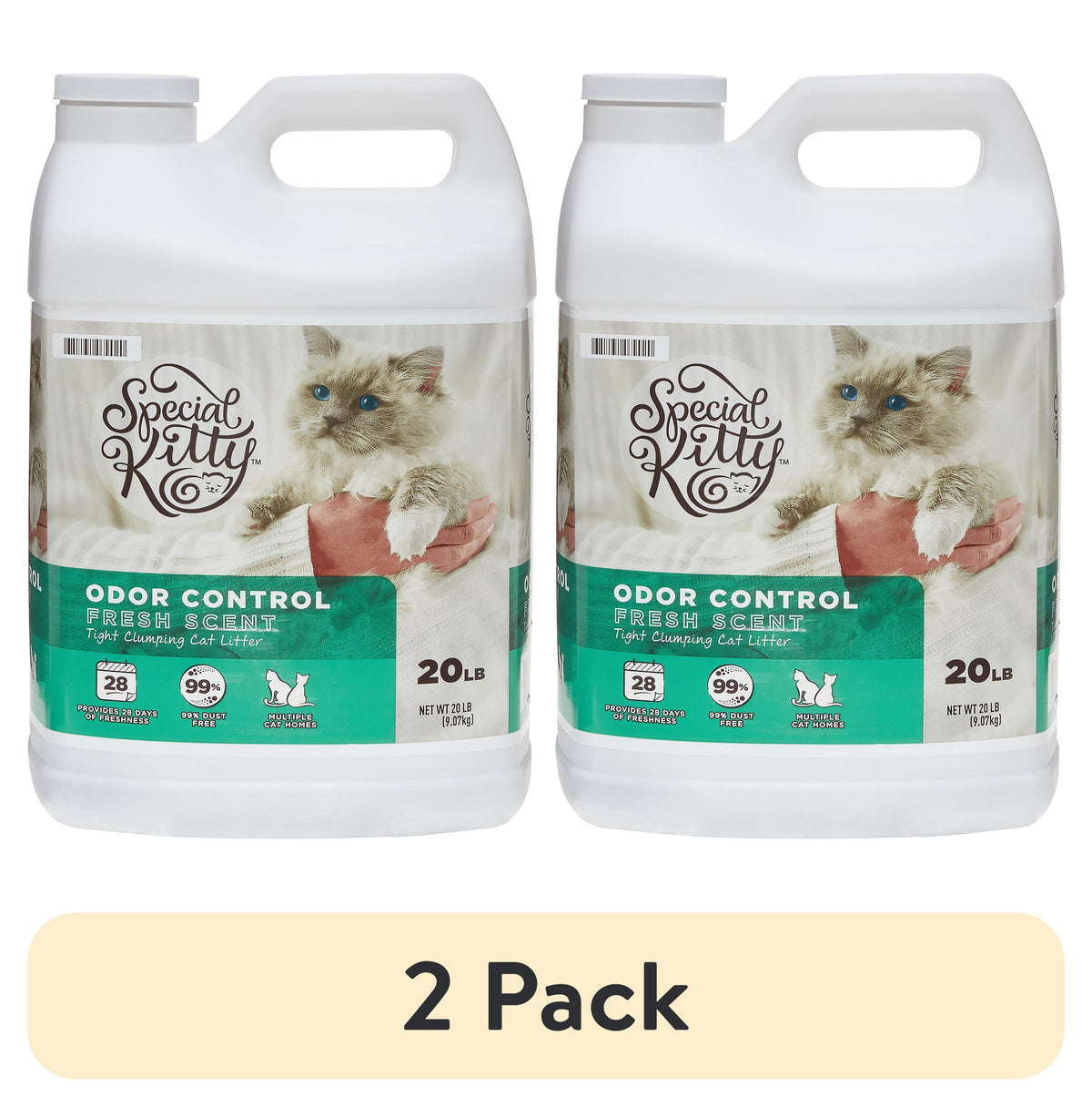 (2 pack) Special Kitty Tight Clumping Clay Cat Litter, Fresh Scent, 20 lb Jug, 1 Count