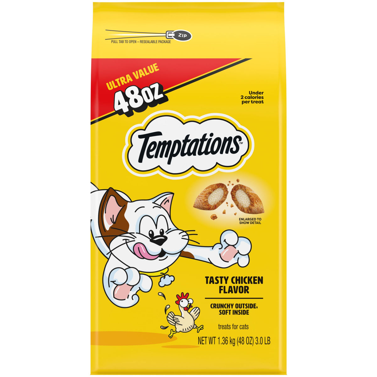 (2 pack) Temptations Classic Tasty Chicken Flavor Crunchy And Soft Treats For Cats, 48 Oz Pouch — product image 2
