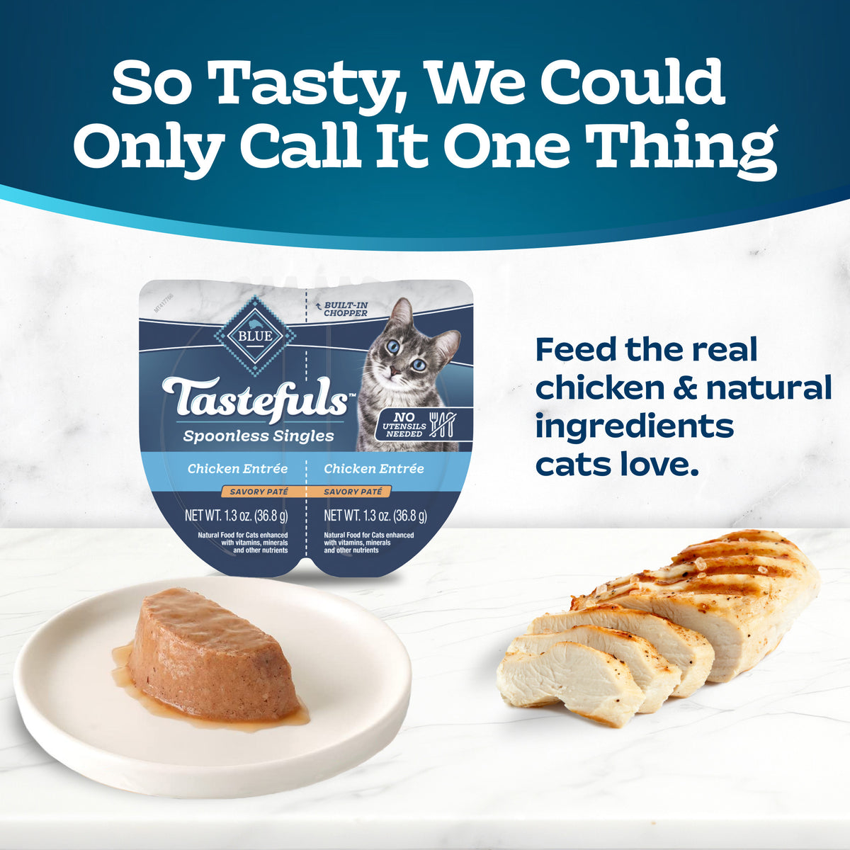 (6 pack) Blue Buffalo Tastefuls Spoonless Singles Wet Cat Food Paté, 2.6-oz. Twin Pack, Chicken — product image 4