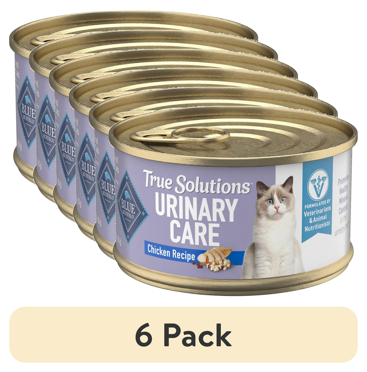 (6 pack) Blue Buffalo True Solutions Urinary Care Wet Cat Food, 3-oz. Can