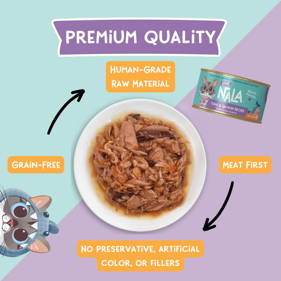 (6 pack) Love, Nala Adult Cat Flaked Wet Cat Food Tuna & Salmon Recipe in Broth, 2.8 oz — product image 4