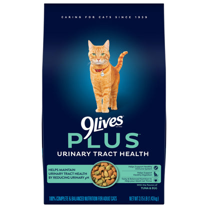 9Lives PLUS Urinary Tract Health Dry Cat Food, 3.15 lb. Bag