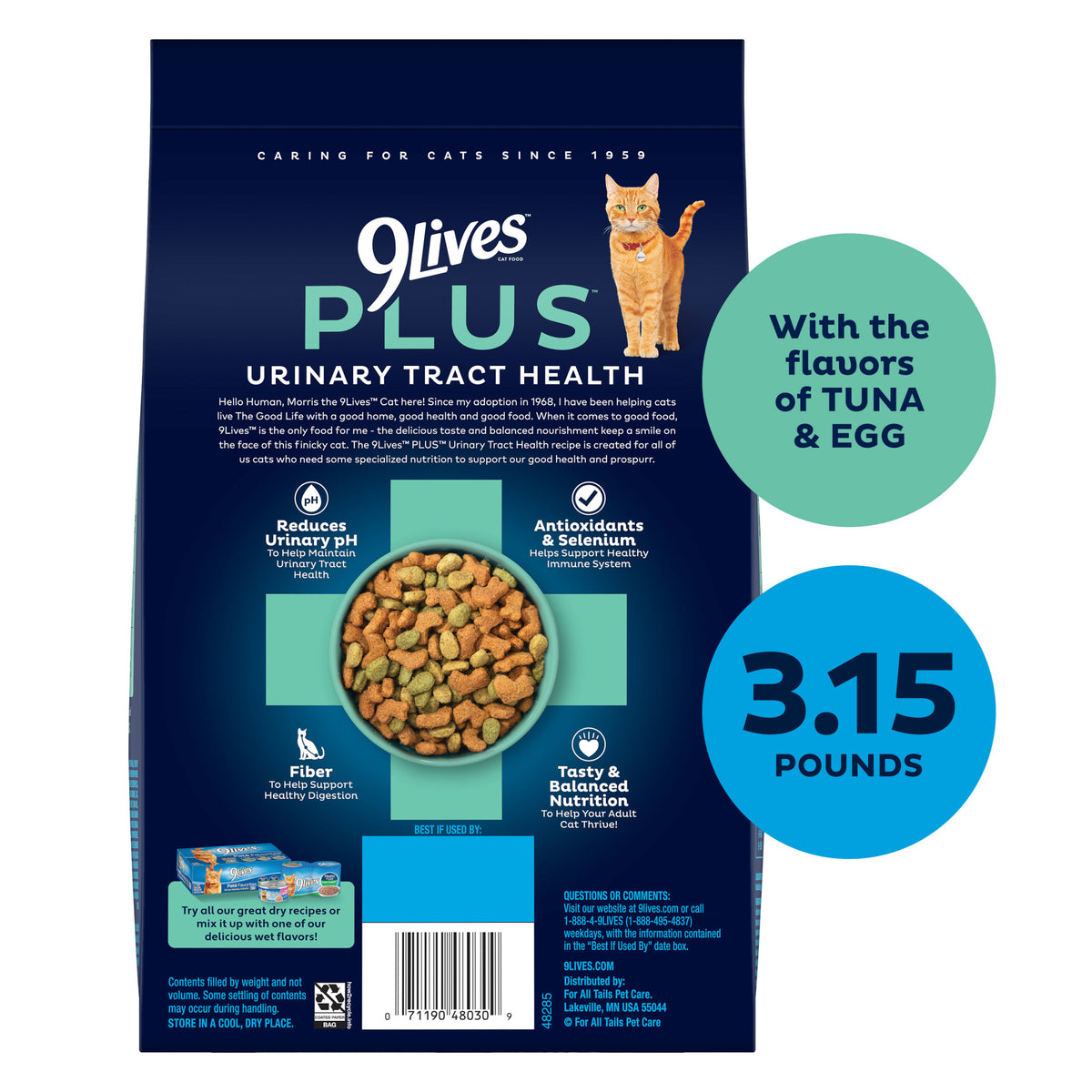 9Lives PLUS Urinary Tract Health Dry Cat Food, 3.15 lb. Bag — product image 3