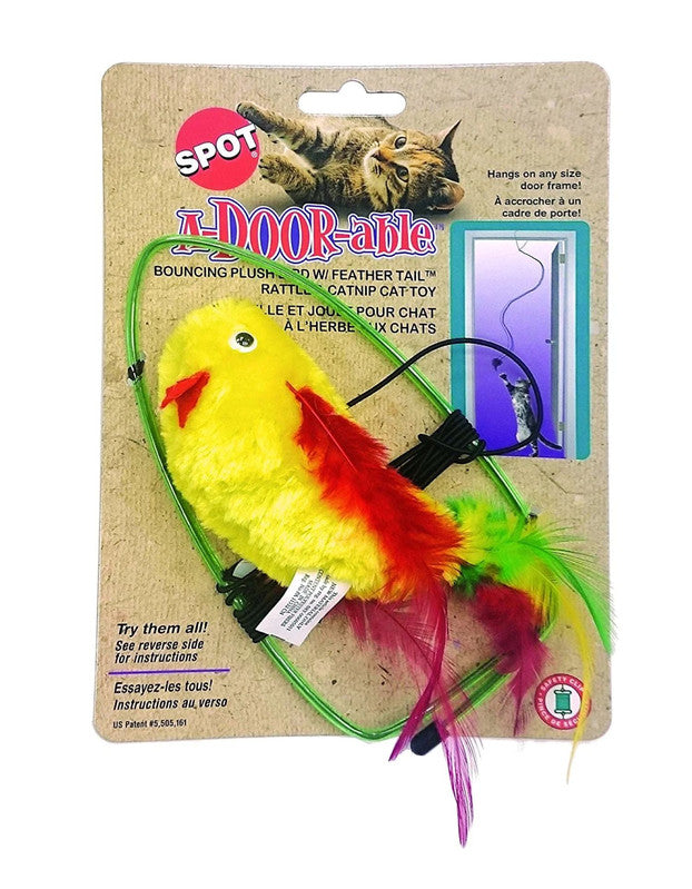 A-door-able Bouncing Feather Bird Cat Toy