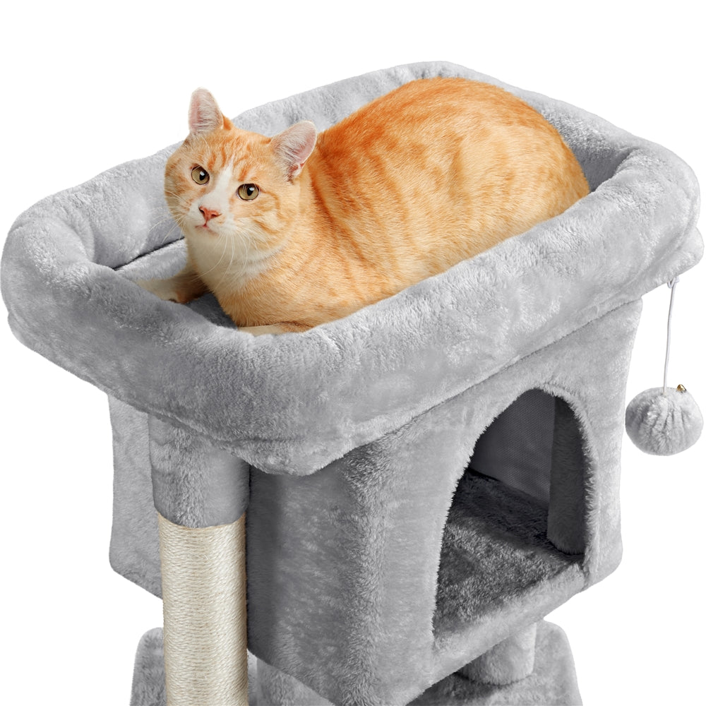 Alden Design 23in 2-Level Cat Tree Condo with Scratch Posts, Light Gray — product image 3