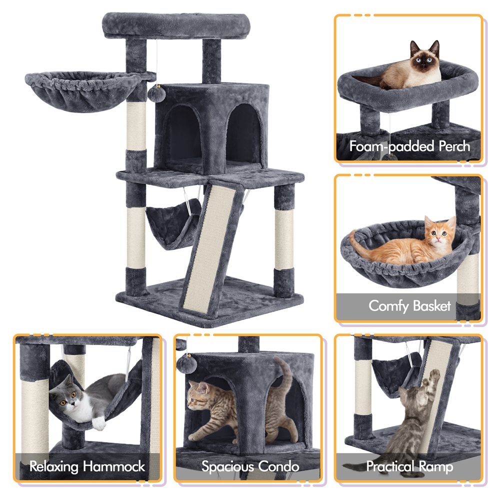 Alden Design Multi-level Small Cat Tree Tower with Condo, Dark Gray — product image 3