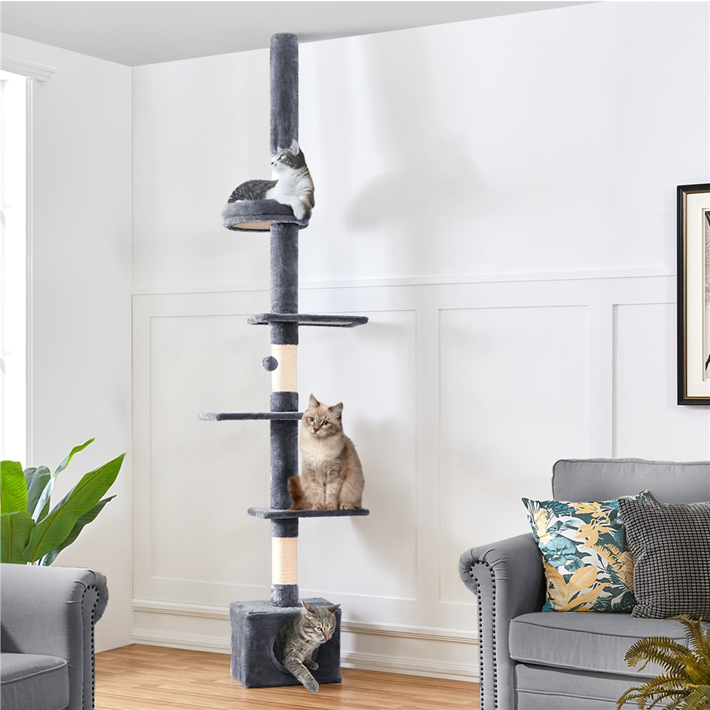 Alden Design Multilevel Floor To Ceiling Cat Tree with 4 Perches, Dark Gray — product image 2