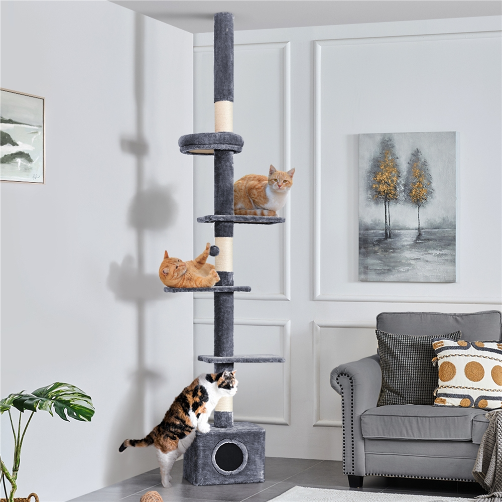Alden Design Multilevel Floor To Ceiling Cat Tree with 4 Perches, Dark Gray — product image 3