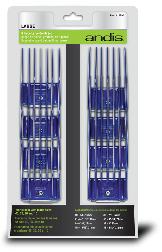 Andis Professional Animal Large Comb Set, 8 Pieces