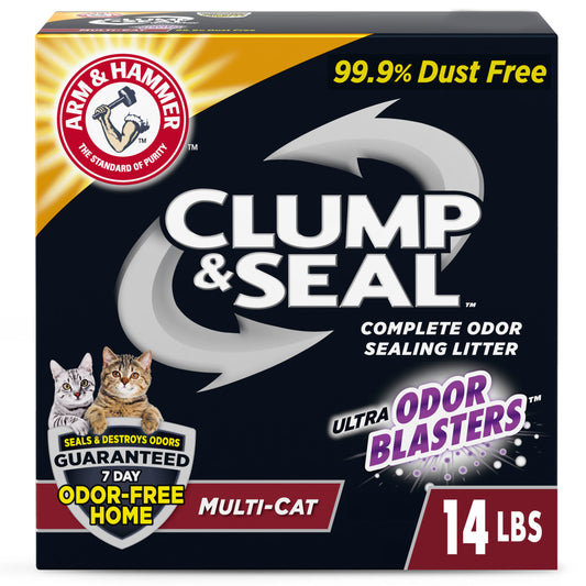 ARM & HAMMER Clump & Seal Cat Clumping Litter Multi-Cat Odor Sealing 99.9% Dust Free 14 lb