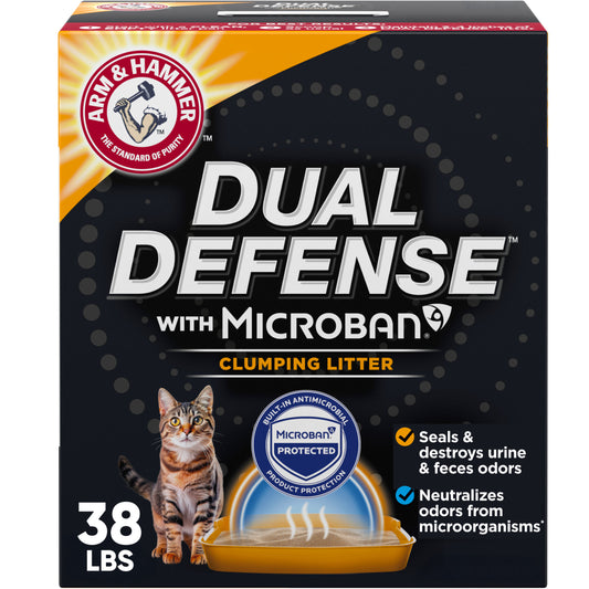 ARM & HAMMER Dual Defense with Microban Clumping Cat Litter for Multi-Cat Homes, 38 lbs