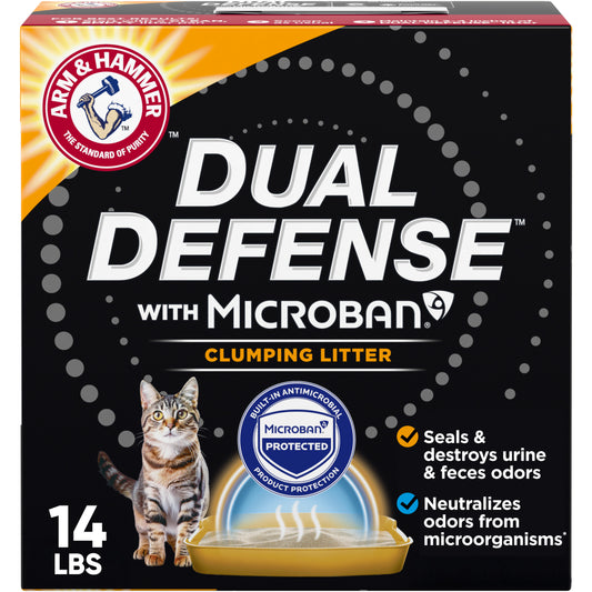 ARM & HAMMER Dual Defense with Microban Clumping Cat Litter for Multi-Cat Households, 14 lbs