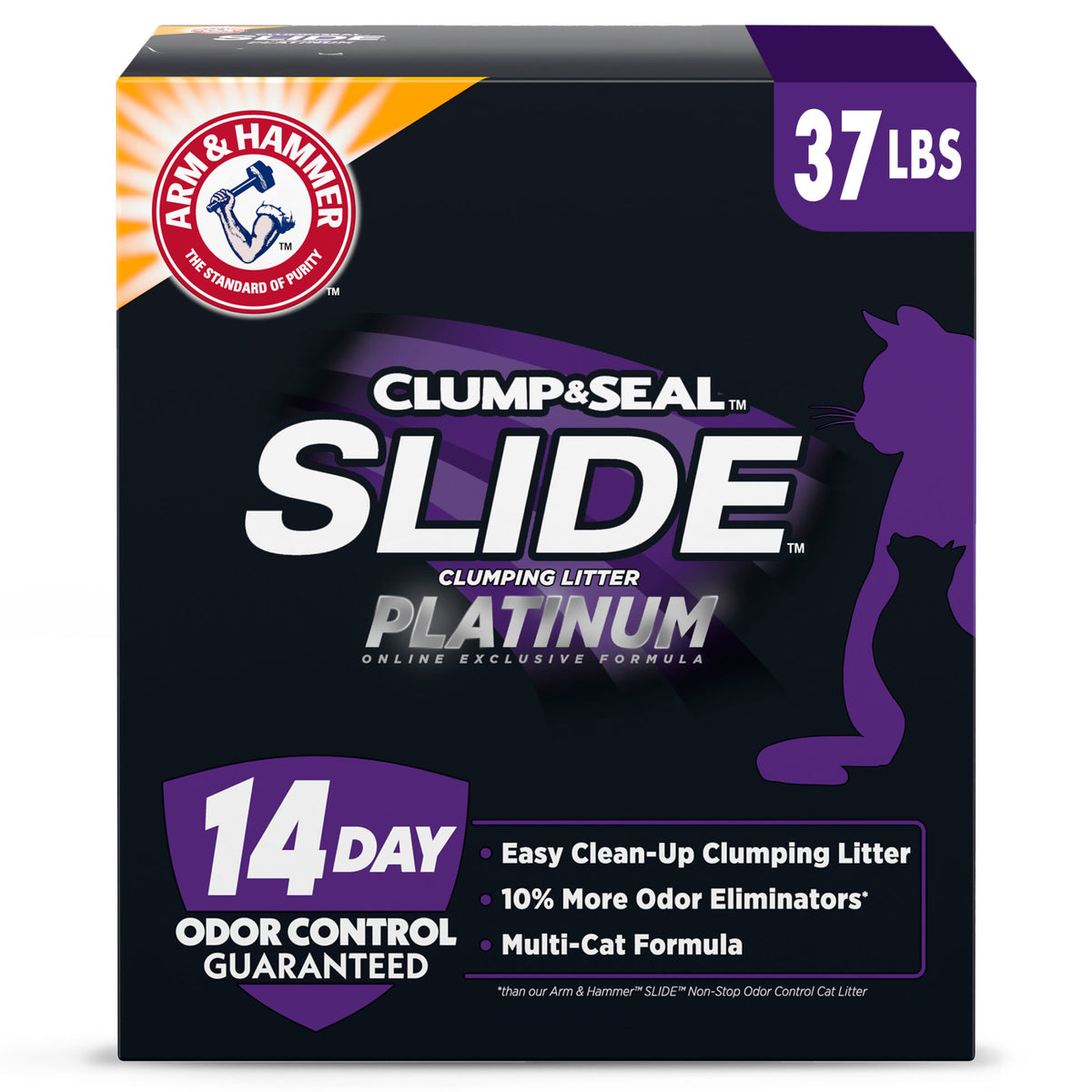 Arm & Hammer Platinum Slide Easy Clean Clumping Multi-Cat Litter, 37 lb