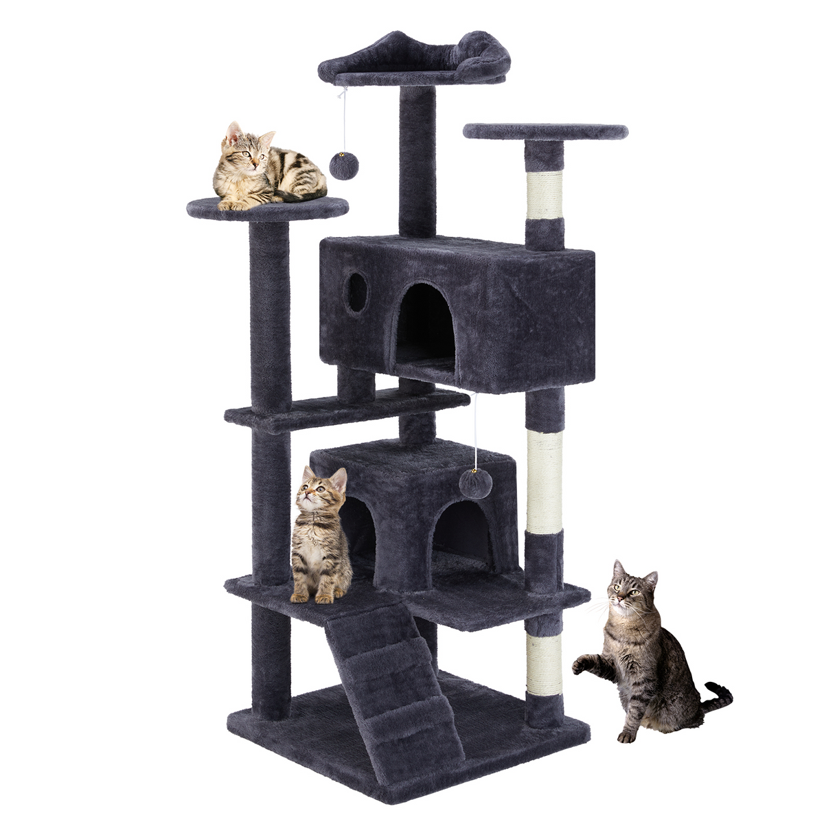Aukfa Large Cat Tree Cat Tower Condo with Scratching Post for Adult Cats Kittens,Dark Blue