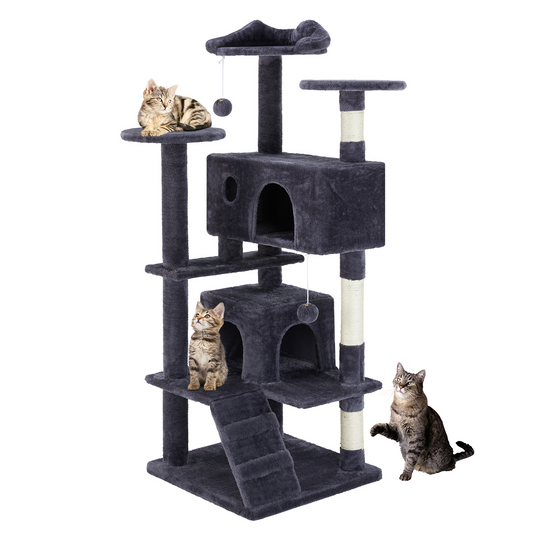 Aukfa Large Cat Tree Cat Tower Condo with Scratching Post for Adult Cats Kittens,Dark Blue