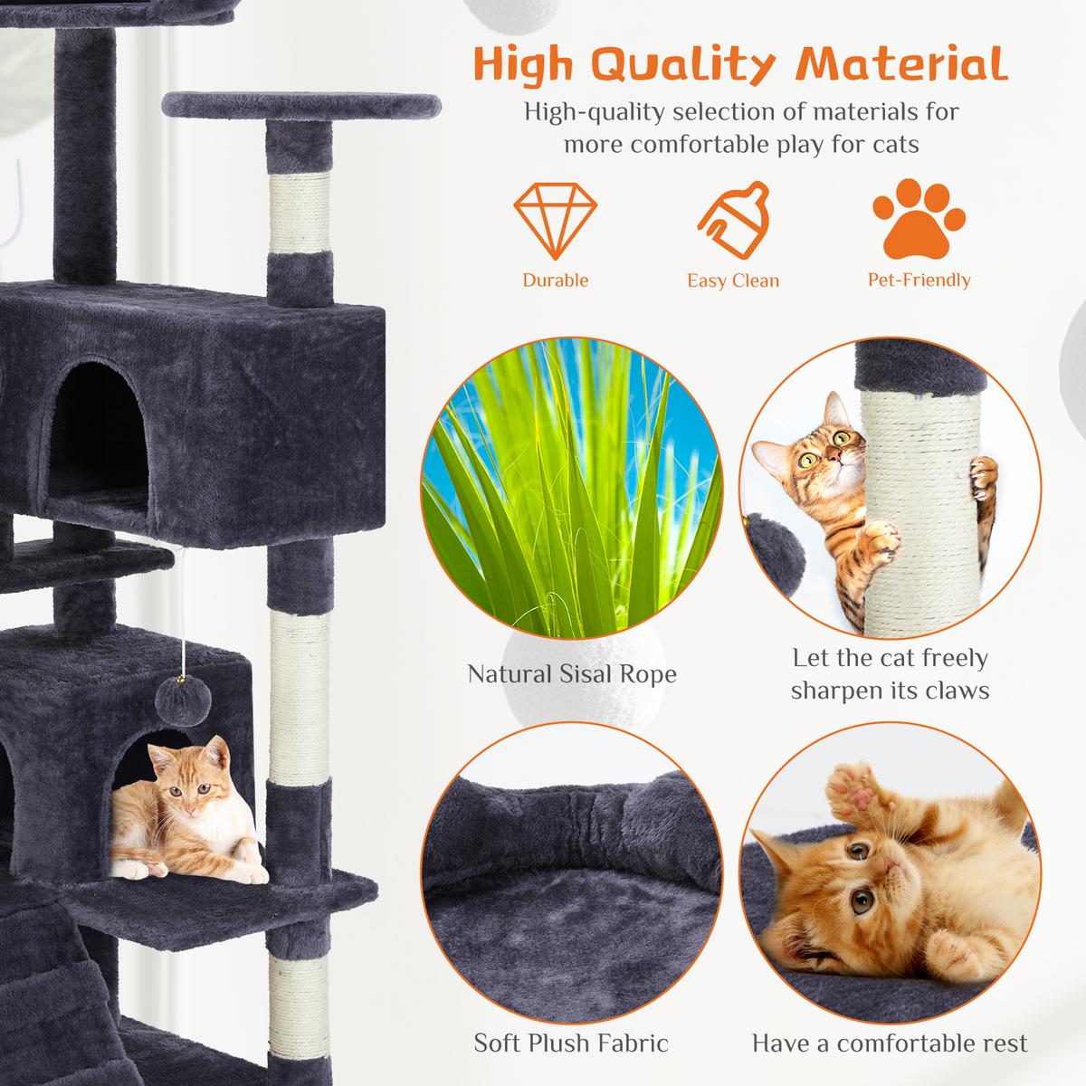 Aukfa Large Cat Tree Cat Tower Condo with Scratching Post for Adult Cats Kittens,Dark Blue — product image 5