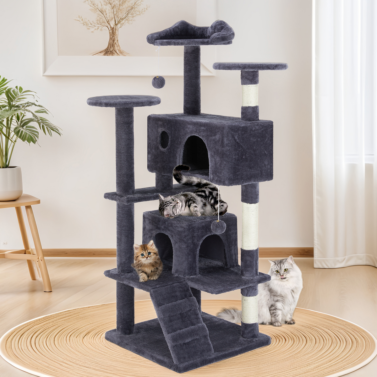 Aukfa Large Cat Tree Cat Tower Condo with Scratching Post for Adult Cats Kittens,Dark Blue — product image 7